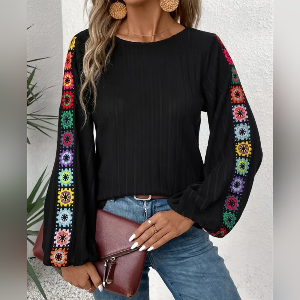 New Black Floral Top